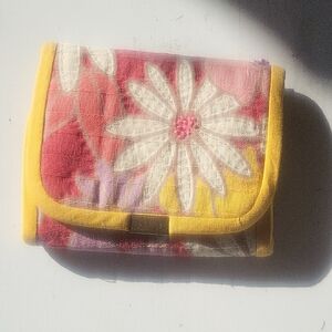 Floral Wallet with Yellow Trim